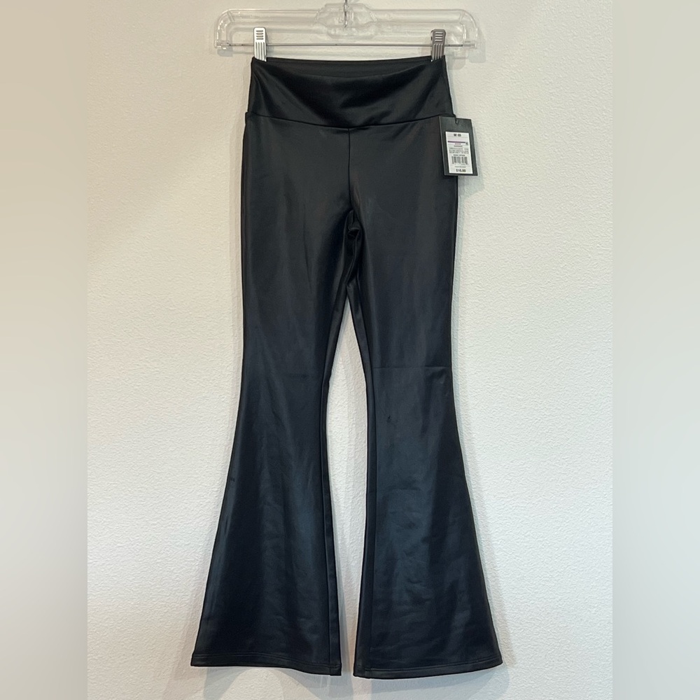 ART CLASS Black Faux Leather Flared Pants Bell Bottoms- Size M